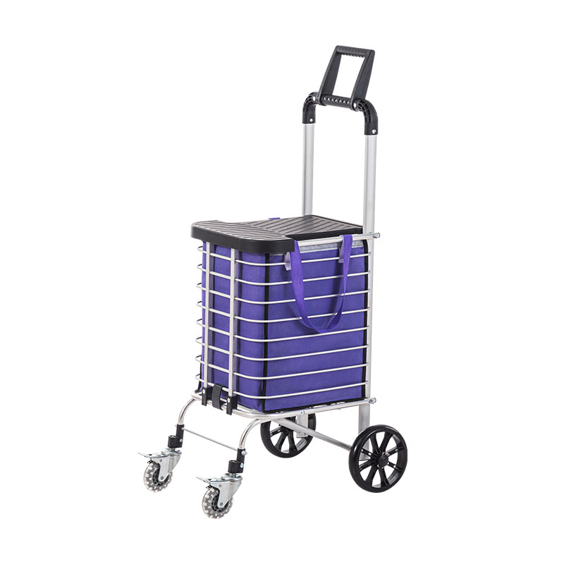 4 wheel mpịachi Aluminium Alloy Shopping Trolley Cart na akpa